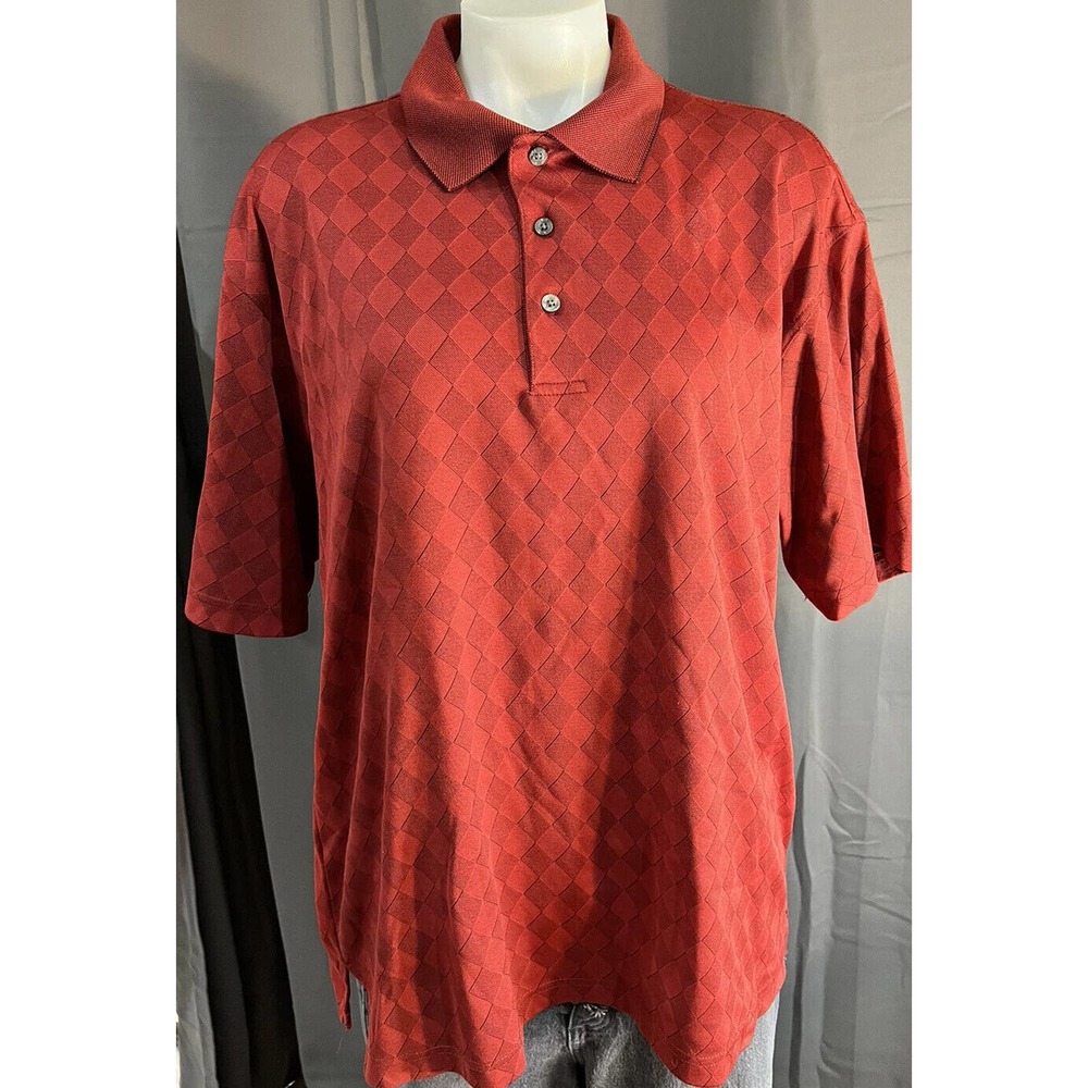 PGA Tour Mens Golf Polo Shirt XL Red Diamond Casual golf Great Condition